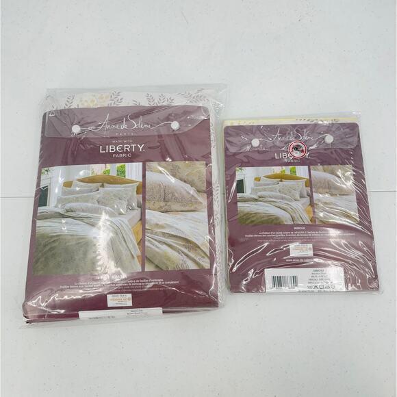 NWT Mimosa By Anne De Solene Floral QUEEN Duvet & Sham Set Percale Cotton - Picture 6 of 12